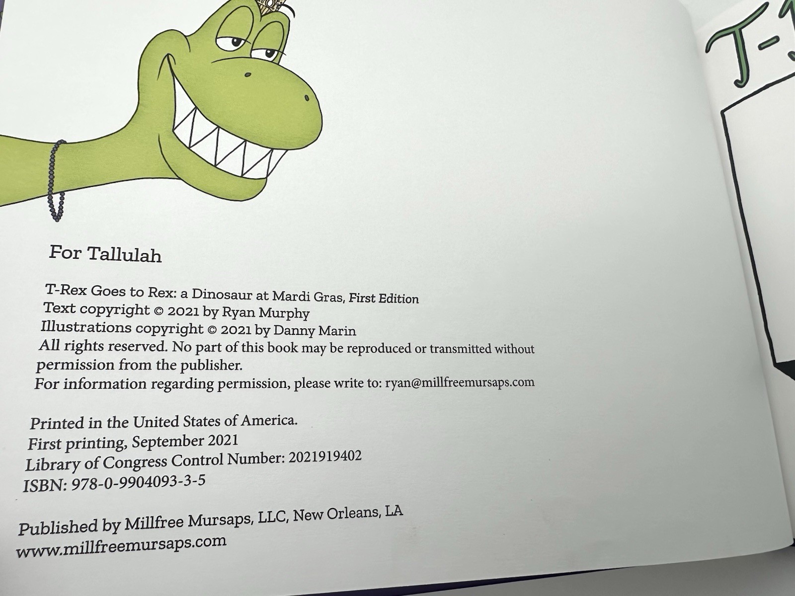 T-Rex Goes To Mardi Gras by Ryan Murphy and Danny Marin (2021) – New Orleans LA
