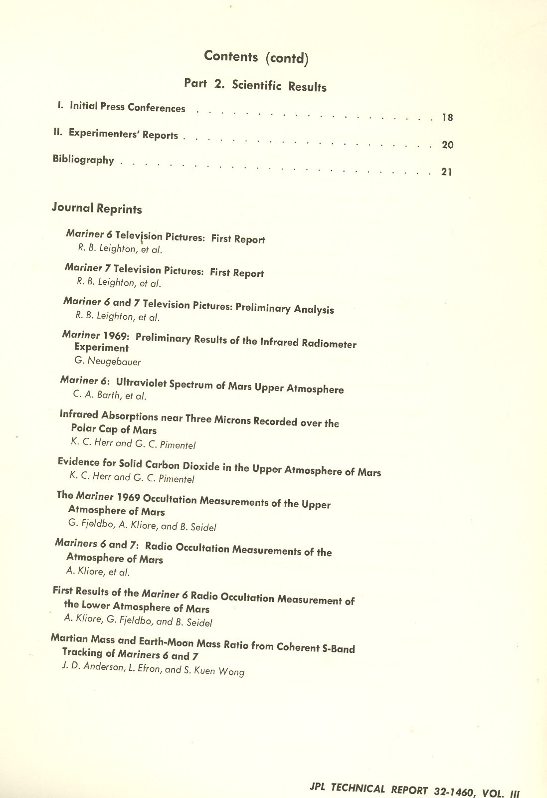 NASA Technical Report 32-1460 Volume III, Mariner Mars 1969 Final Project Report