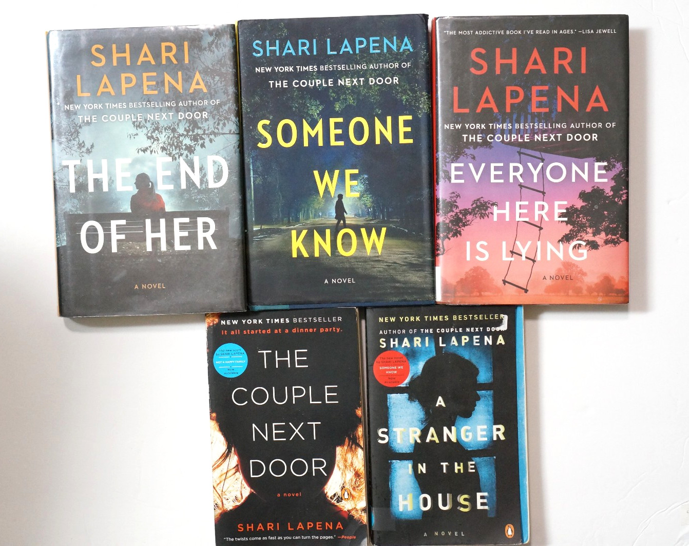 LOT OF 5 Shari Lapena Thriller Mystery Books Couple Next Door, Everyone is lying