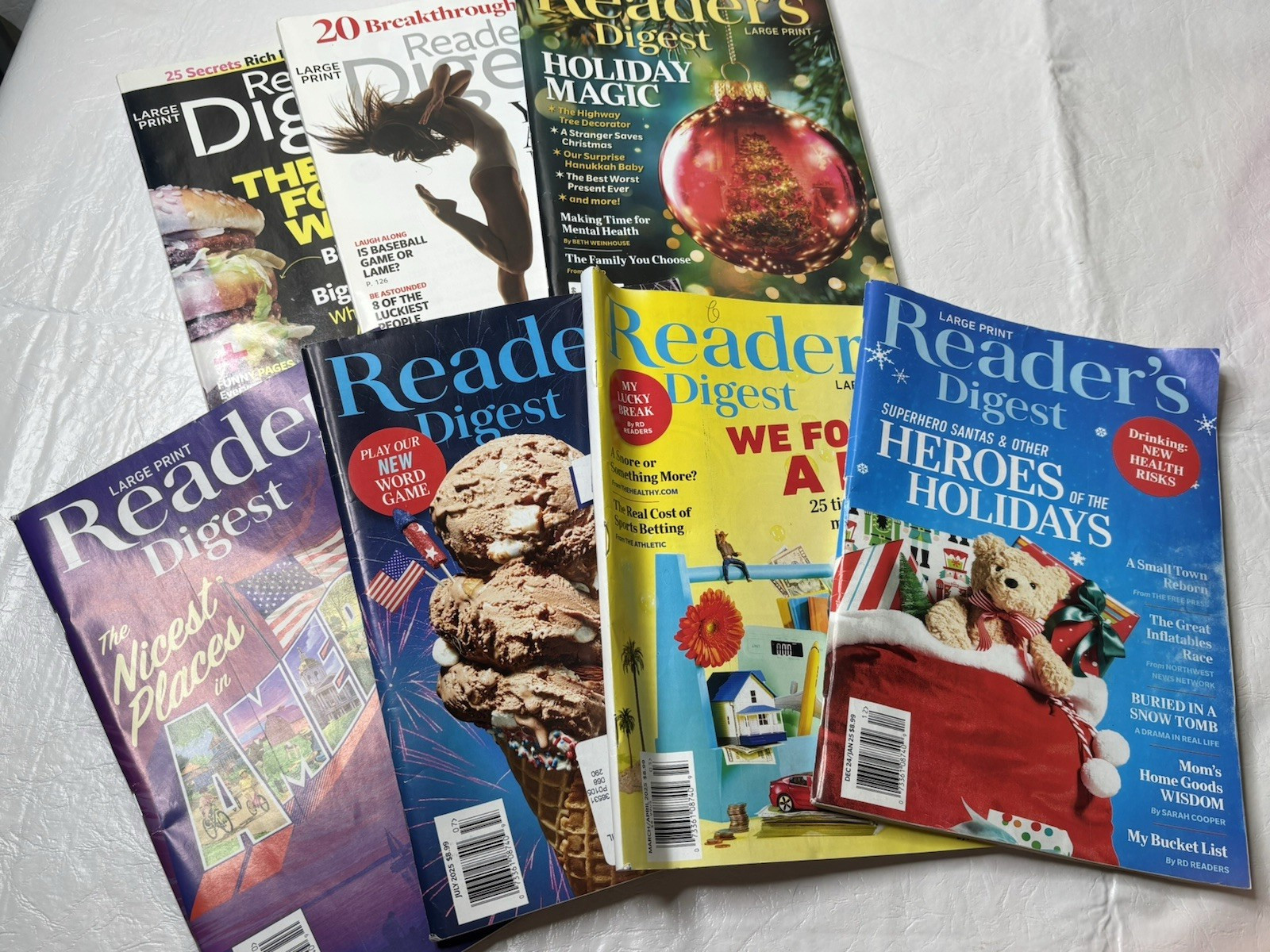 Lot x 7 Reader’s Digest Large Print Sep Oct 2013 Mar Jul Oct Dec 2025 Jan 2026