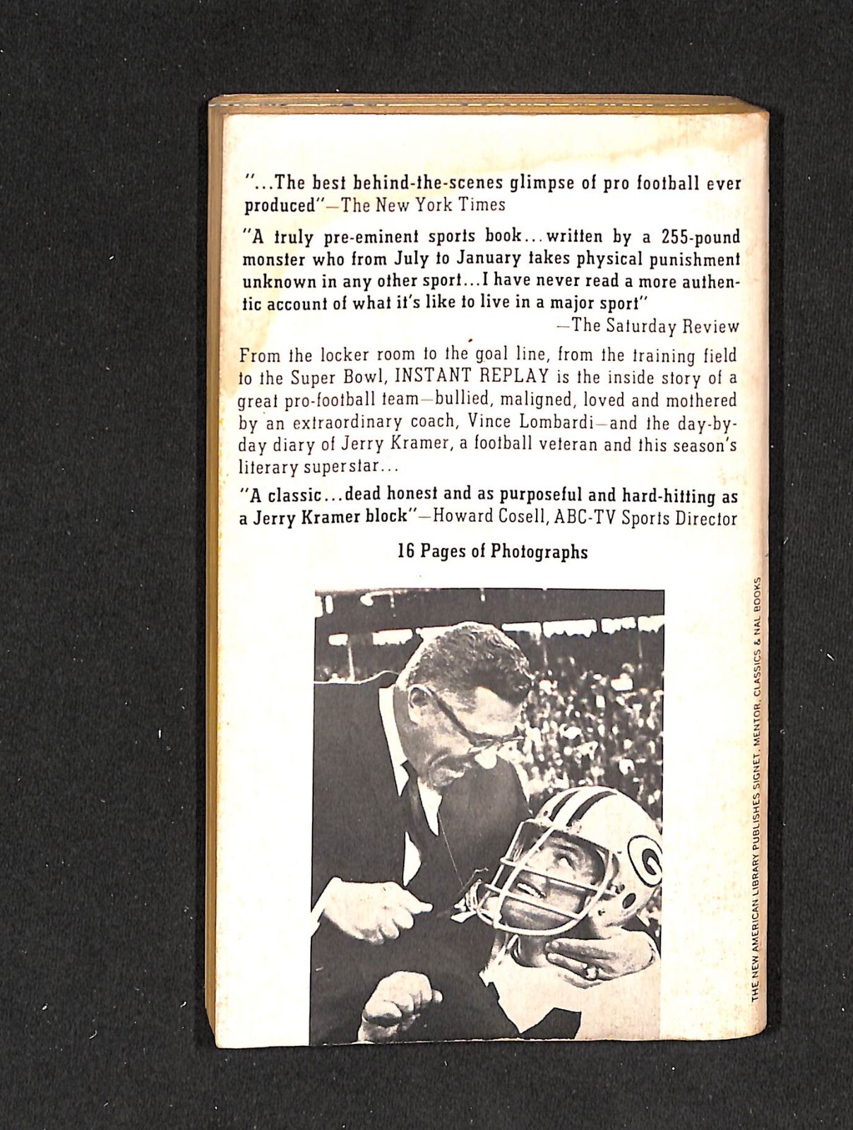 INSTANT REPLAY, THE GREEN BAY DIARY OF JERRY KRAMER, PAPERBACK, 1965, 240 PAGES