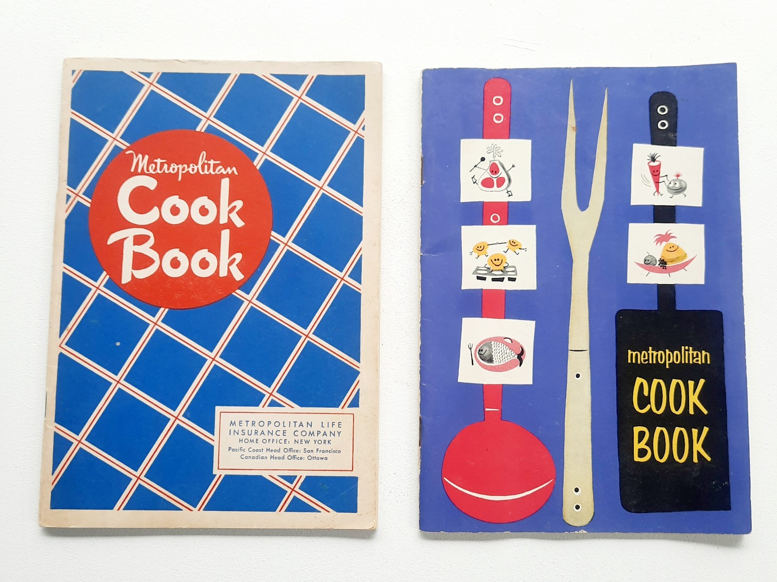 2 Vintage 40s/50s Metropolitan Life Cook Book Booklets Mid Century