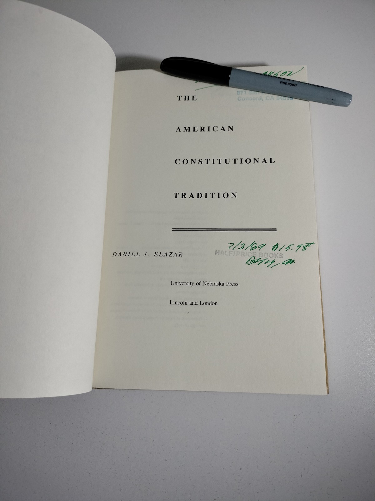 THE AMERICAN CONSTITUTIONAL TRADITION essays By D. J. Elazar – 1988 1st Edition