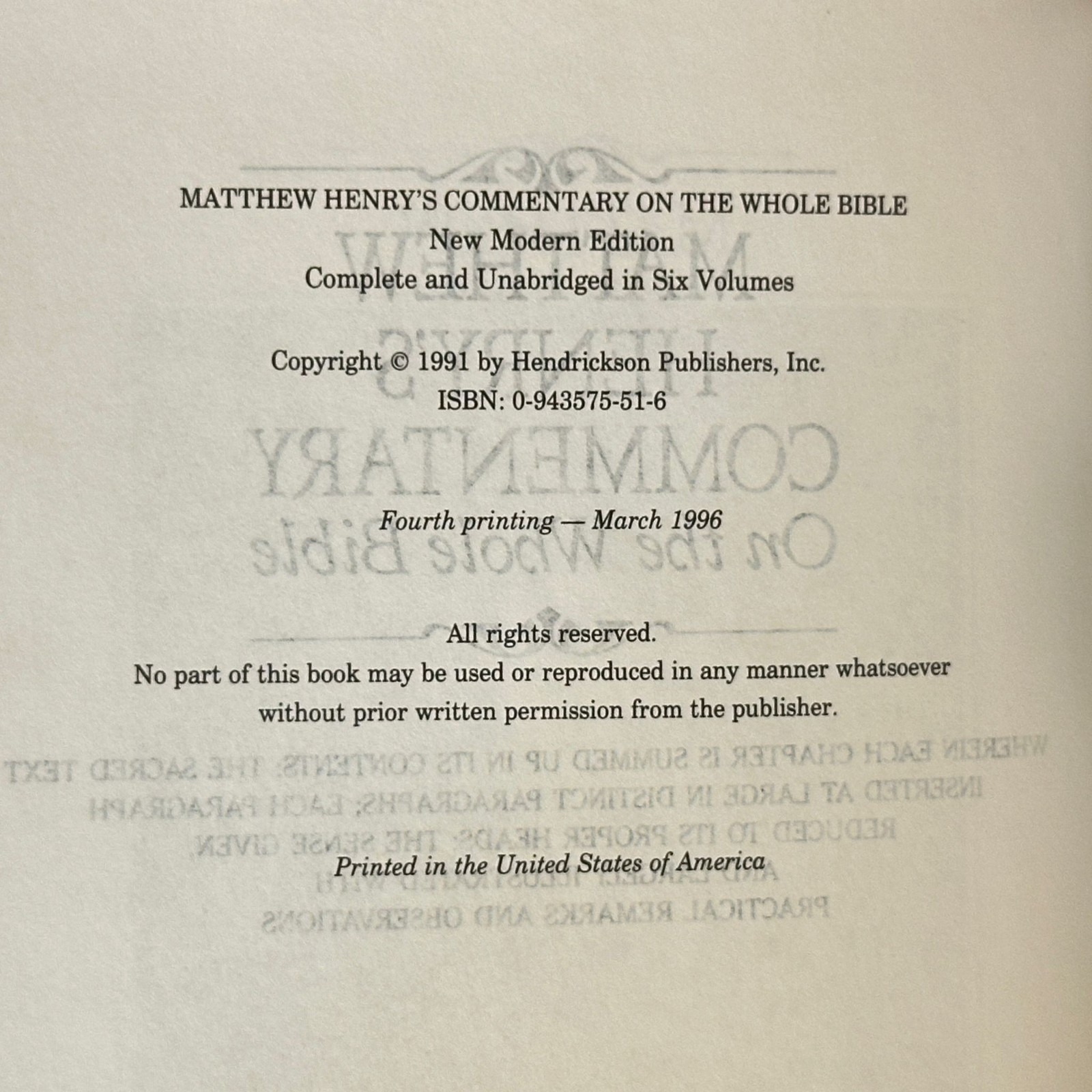 Matthew Henrys Commentary on the Whole Bible 6 Volume Set HC New Modern Edition