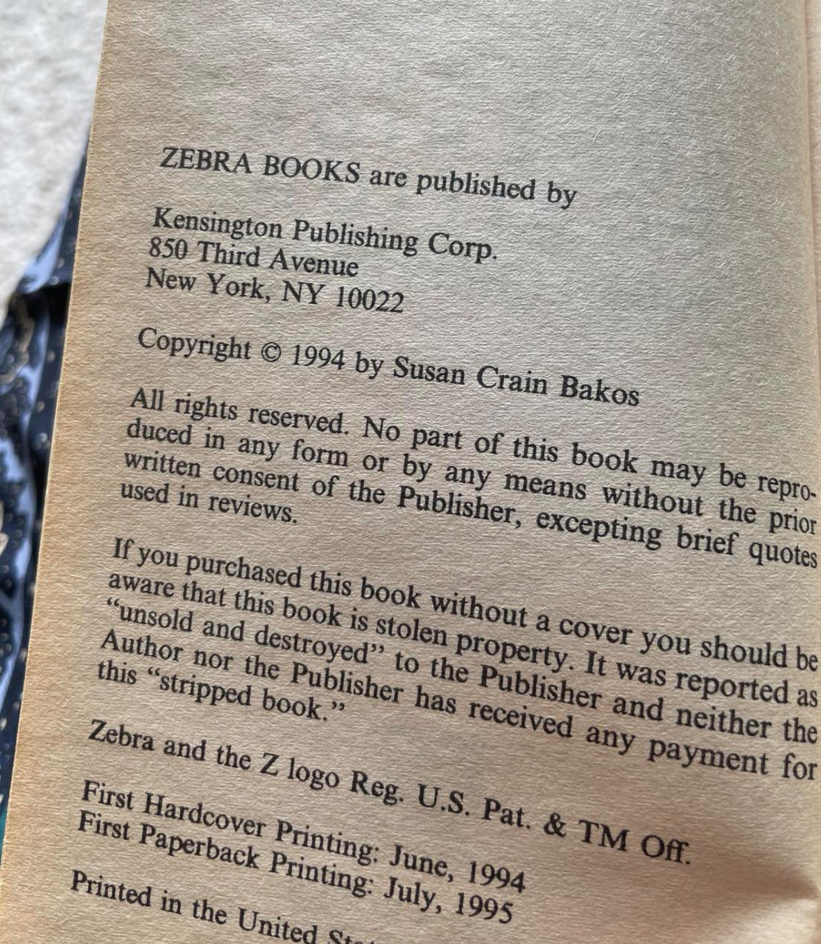 Female Superior Position Susan Crain Bakos Adult Fiction Mystery 1995 Book