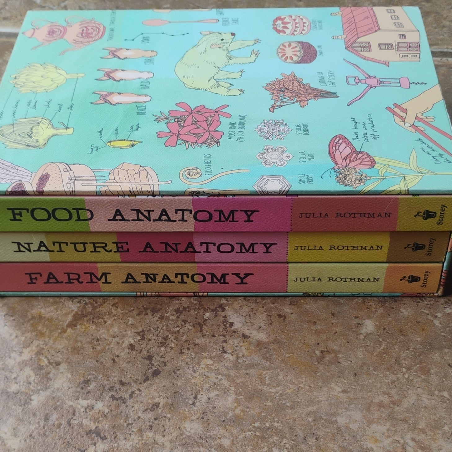 Julia Rothman Collection 3 Book Box Set Nature Food Farm Anatomy