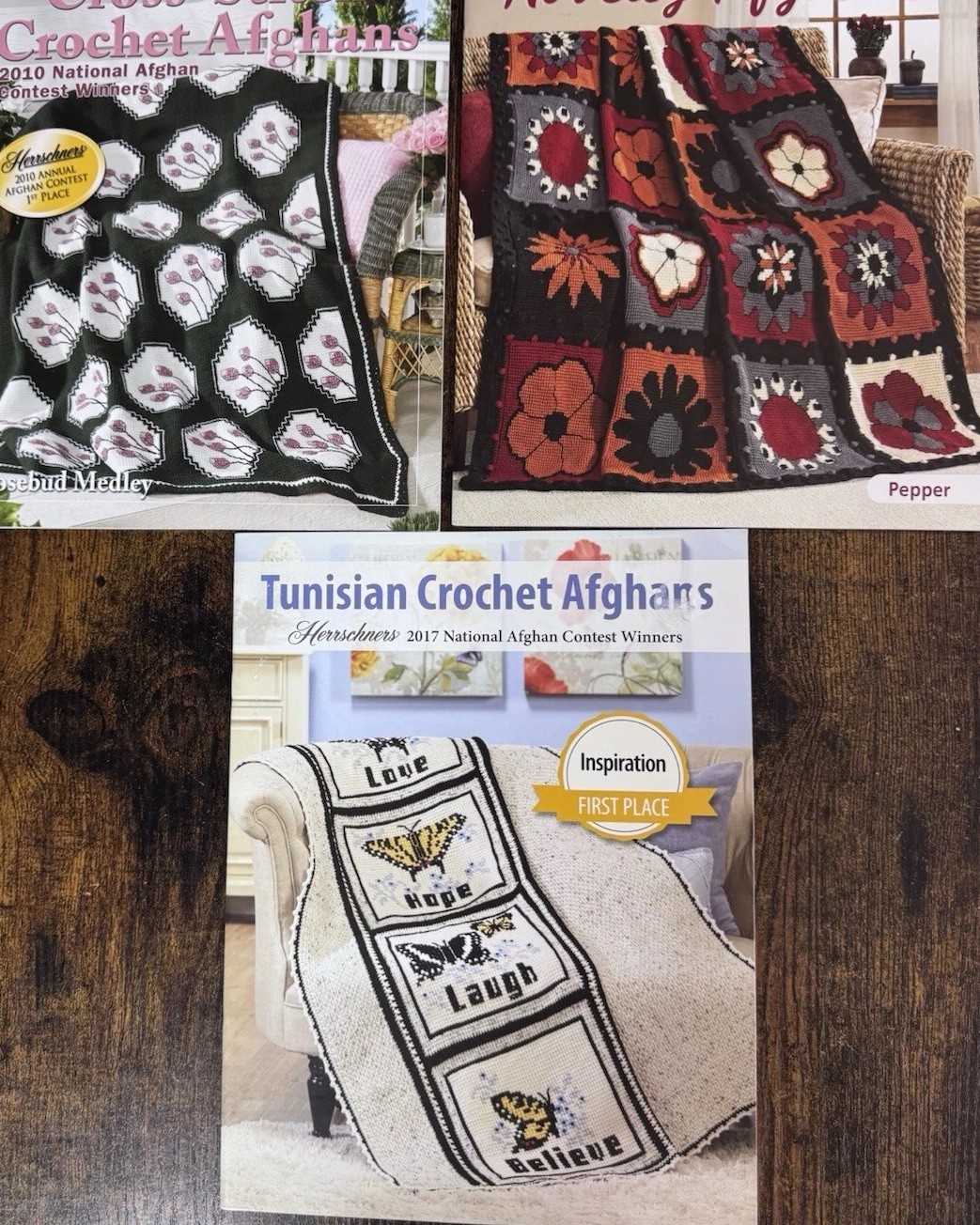 Herrschners Novelty Tunisian Crochet Afghans Pattern Bundle Set of 5 Craft Books