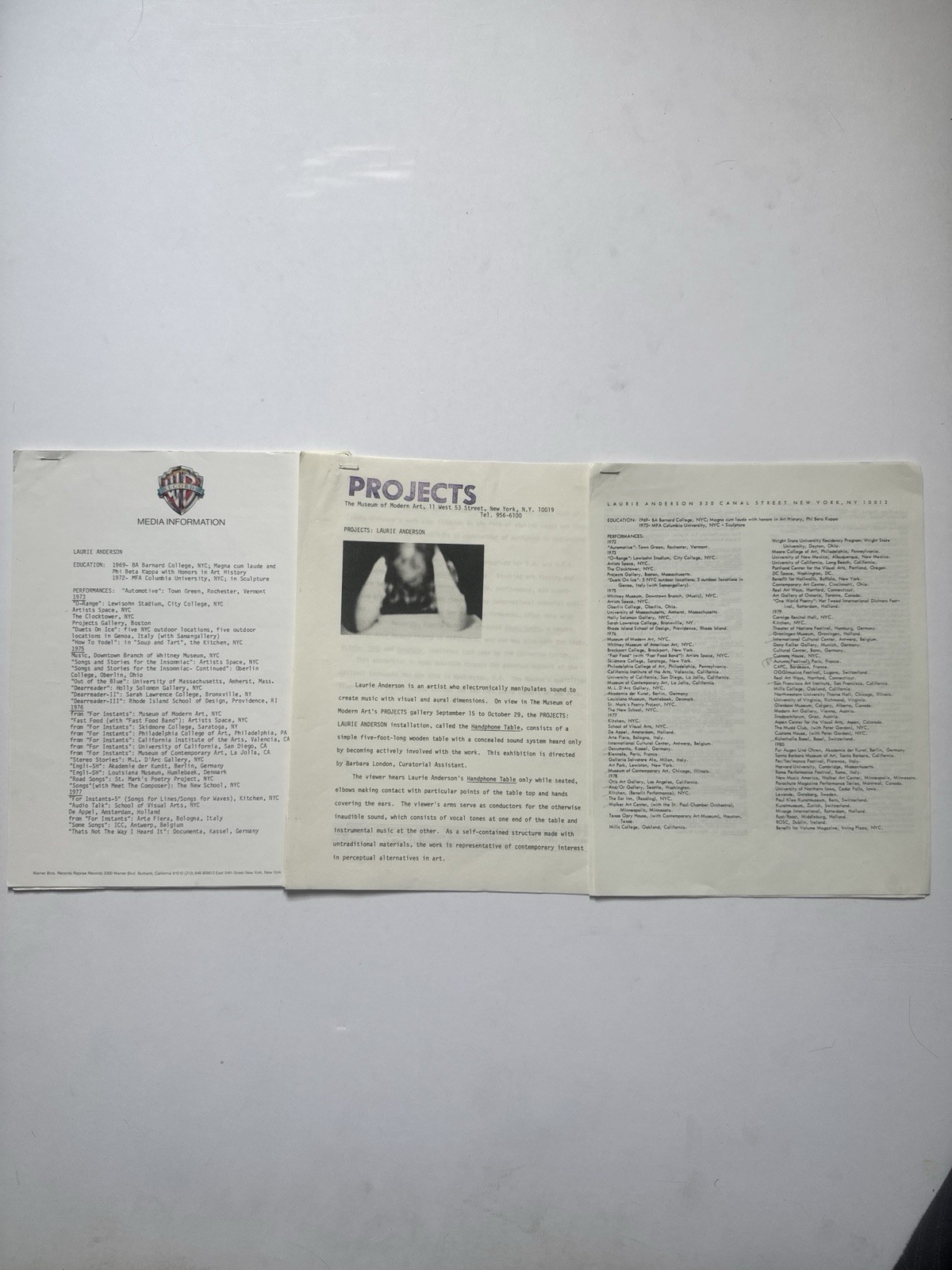 Laurie Anderson 11 Piece Lot. Books, Ephemera, Prints